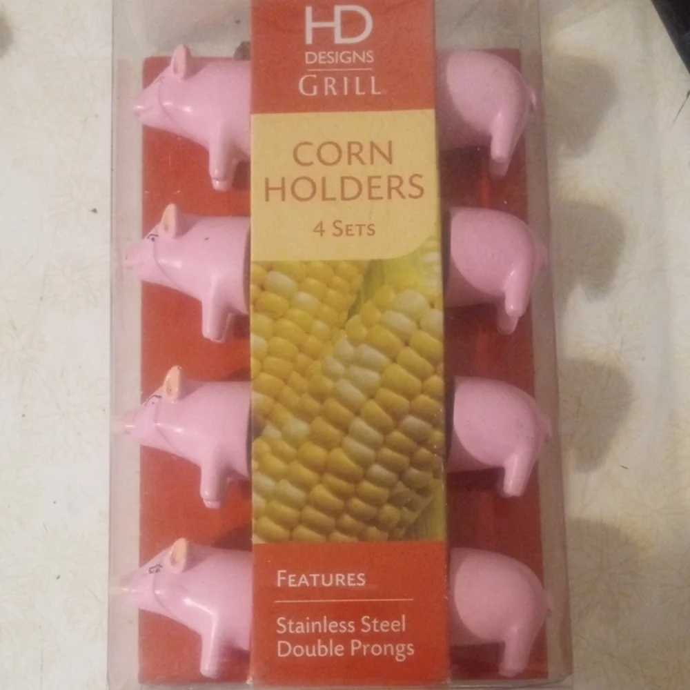 ✨ NIB HD Designs Pig Corn Holders Pink Boho BBQ 🐷